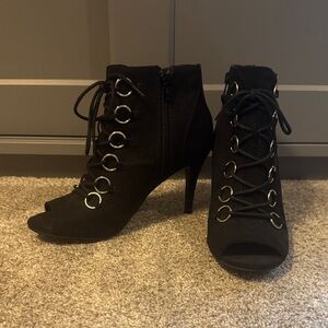 Lace-Up Heeled Ankle Boots